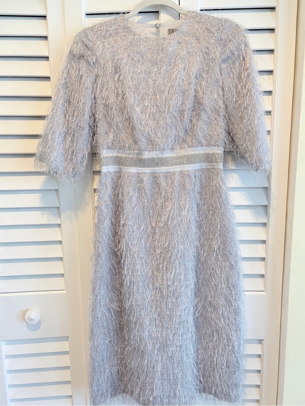 Lev Milano New York dress mother of the bride groom wedding guest, gray fringe S - Picture 6 of 12